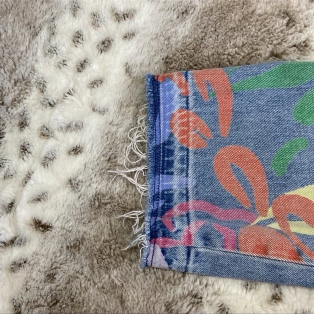 GAP Kids girlfriend jeans girls size 14 cutoff Hawaiian neon floral girlhoodcore